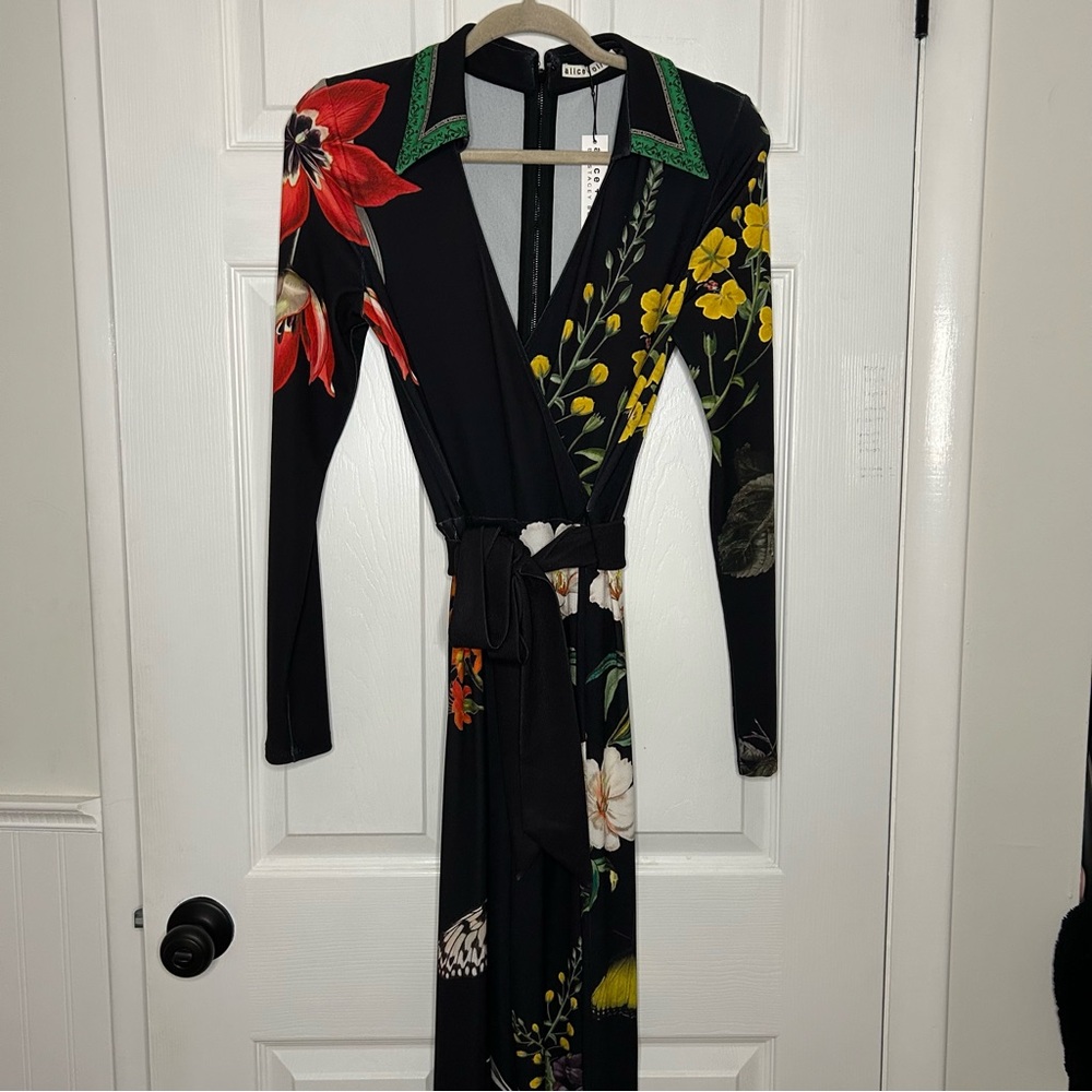 Alice + Olivia Melinda Wide Leg Wrap Jumpsuit - Picture 4 of 16